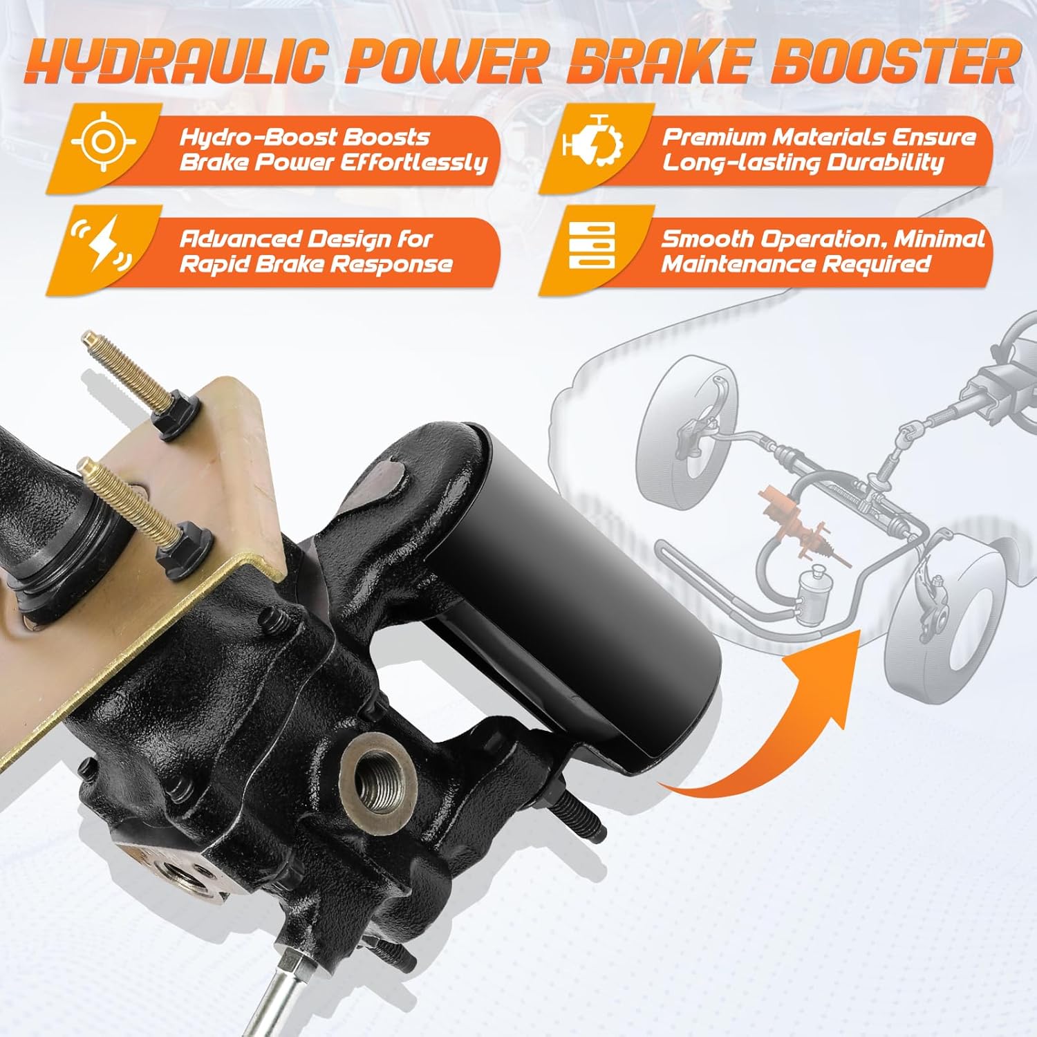 52-8001 Hydraulic Power Brake Booster Fit for Ford F-250 Super Duty 2017-2022, F-350 Super Duty 2017-2022, Replace OE HC3Z2005C