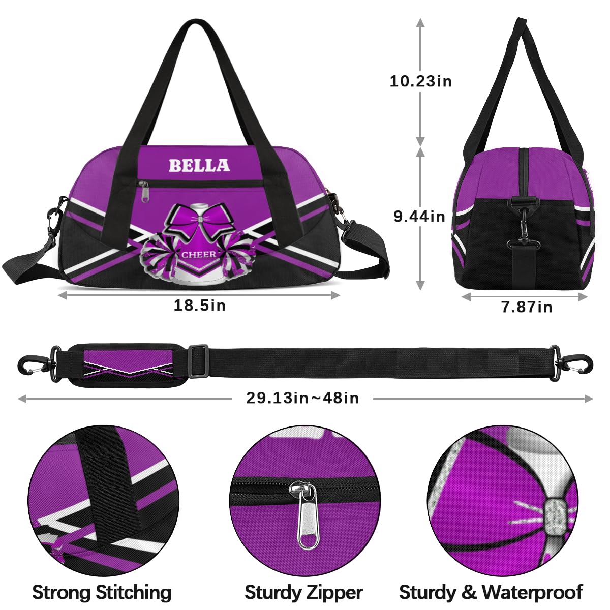 Sac de sport personnalisé pour fille, sac de sport personnalisé pour la gym, le sport, le week-end, le voyage, Couleur 6