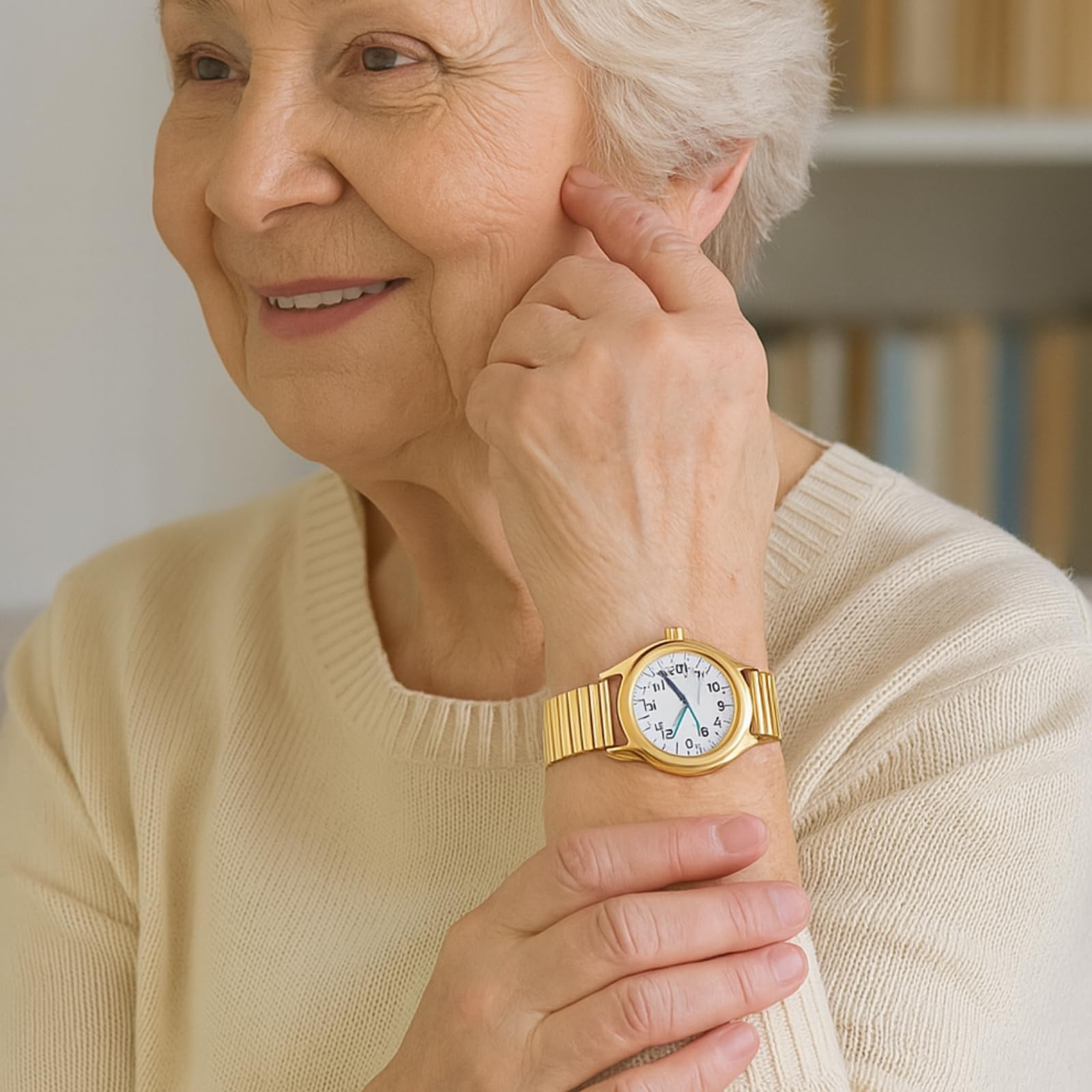 Orologio da polso parlante dorato, per anziani e non vedenti