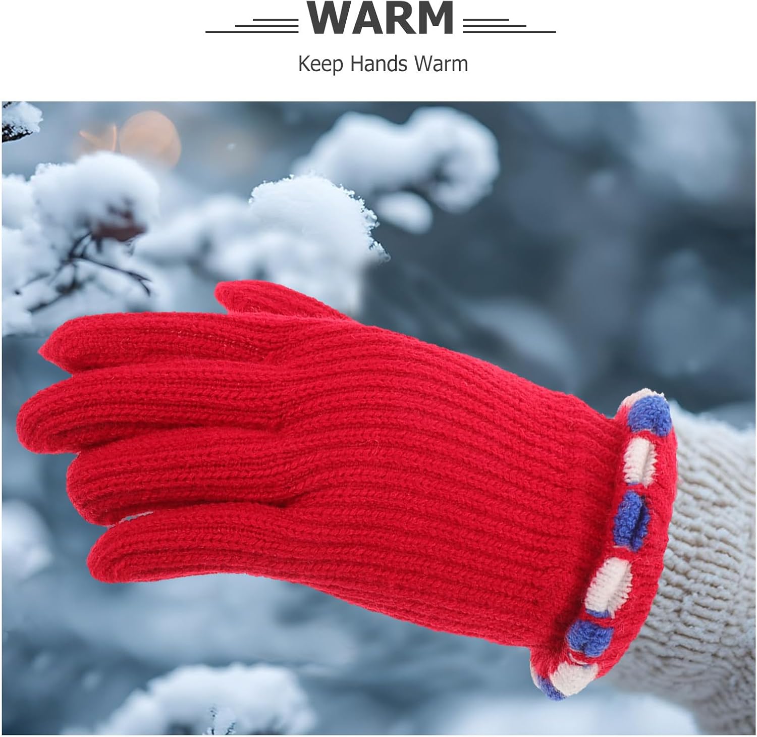 Tofficu Xmas Winter Touchscreen Gloves for Women Woolen Thermal Mittens image 3
