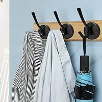 Vista 6 de Paquete de 4 ganchos negros para abrigos, ganchos decorativos de metal de doble punta para colgar toallas, batas en baños, cocina