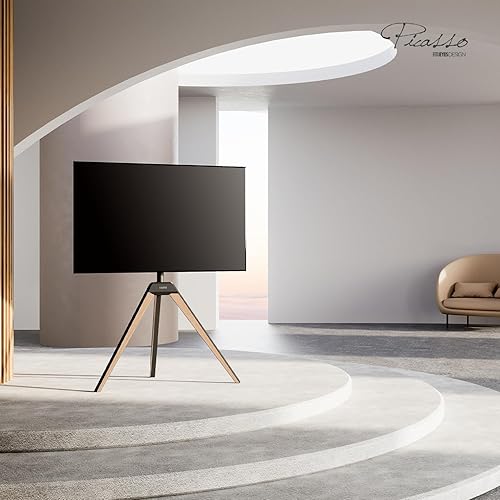 Miniatura 17 de FITUEYES Picasso - Soporte esquinero de TV para pantallas LCD LED de 32 a 65 pulgadas, caballete de trípode, soporte de TV moderno giratorio