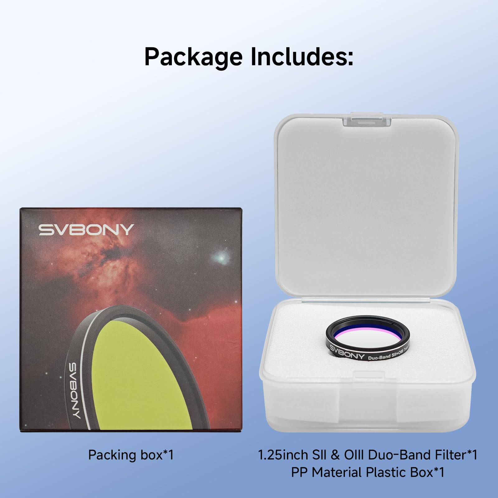 Svbony SV220 Filtro para Telescopio, SII y OIII, 7 NM Doble Banda y 1,25" Filtro para Nebulosas,Accesorio para Telescopio de Profundidad de Corte OD5, Obtener Imágenes de Nebulosas de Emisión