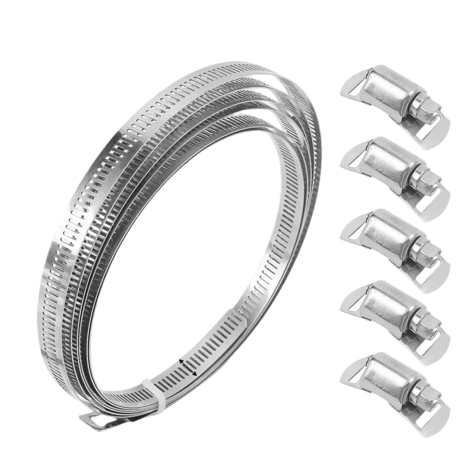 3set Adjustable Hose Clamps Worm Gear Stainless Steel Clamp Fasteners Automobiles Accessories and for Tube(2m)