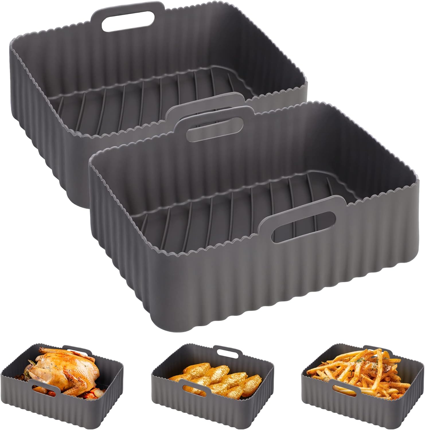 Chling 10QT Air Fryer Silicone Liners, 2pcs Rectangular