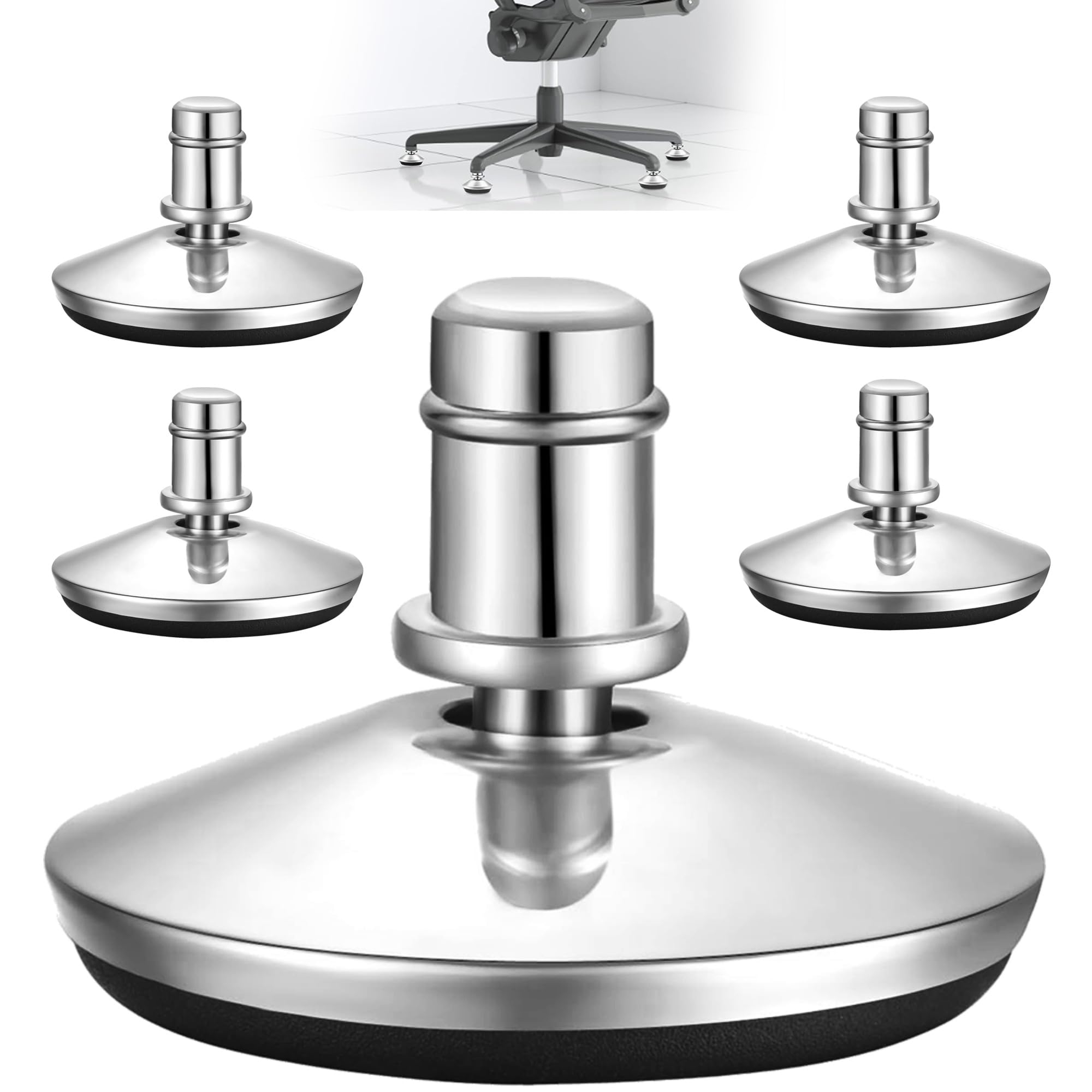 Photo 1 of **** only 4 pcs****5 Pack Low Profile Office Chair Bell Glides, 2" Replacement Casters to Fixed Stationary Feet for Office Chair, Desk Chair & Stool – Heavy Duty Chair Wheel Stoppers.