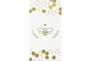 100 Gold Bee Guest Napkins: Disposable Paper Honey Bumble Bees Honeycomb Dinner...