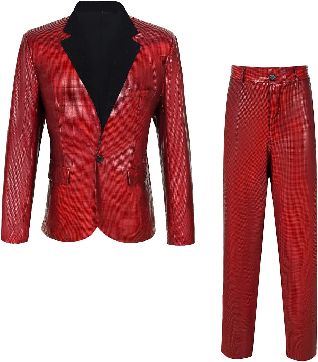 Men's 70s Disco Outfit Rainbow Suit Sequin Jacket and Pants Halloween Party Costume