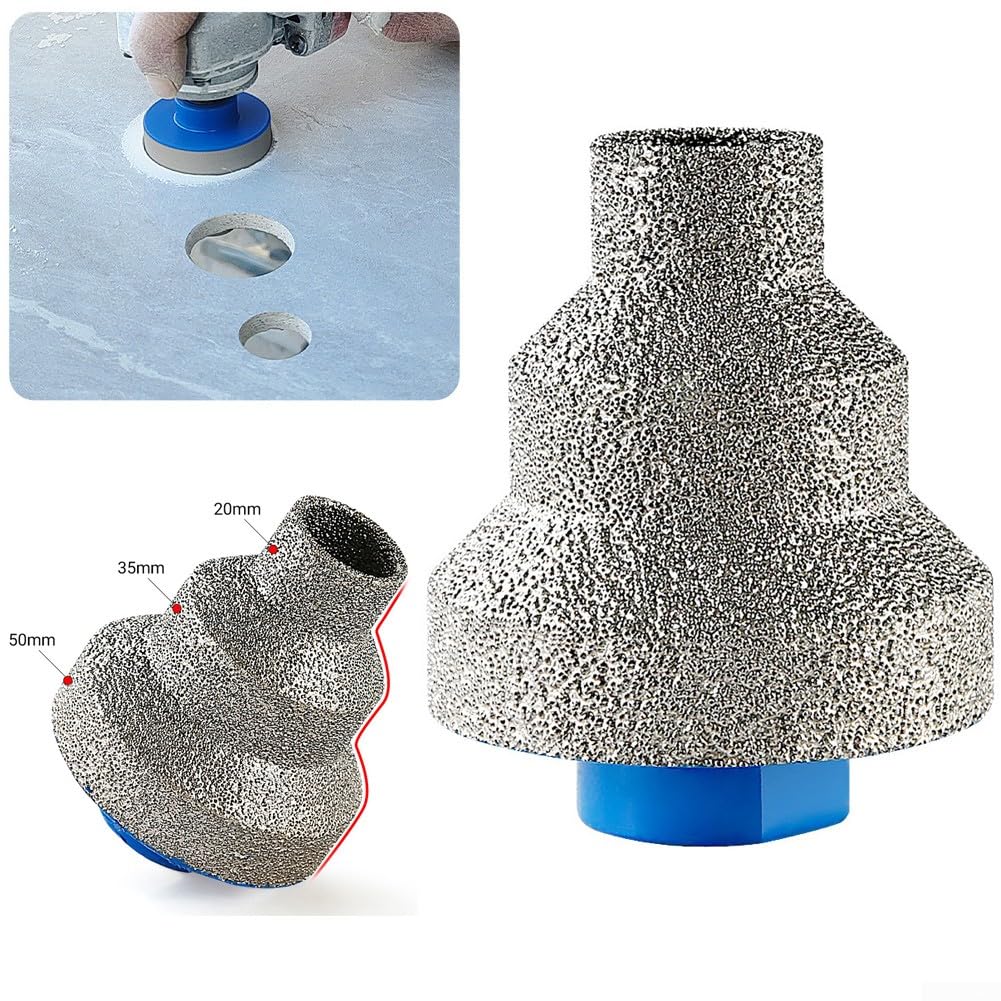 HpLive Foret étagé diamanté, foret étagé 20-35-50 mm avec rainures droites, fraise pour carrelage, marbre, métal, bois, aluminium, perçage précis