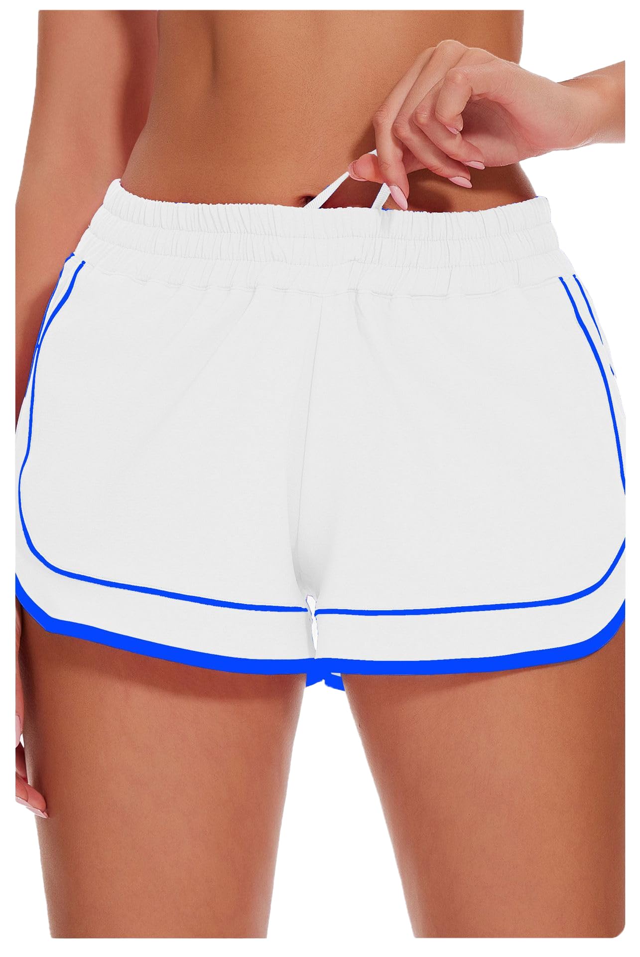 MEIVSO Damen-Shorts mit Farbblock, 7,6 cm, schnelltrocknend, Workout-Shorts mit Reißverschlusstaschen