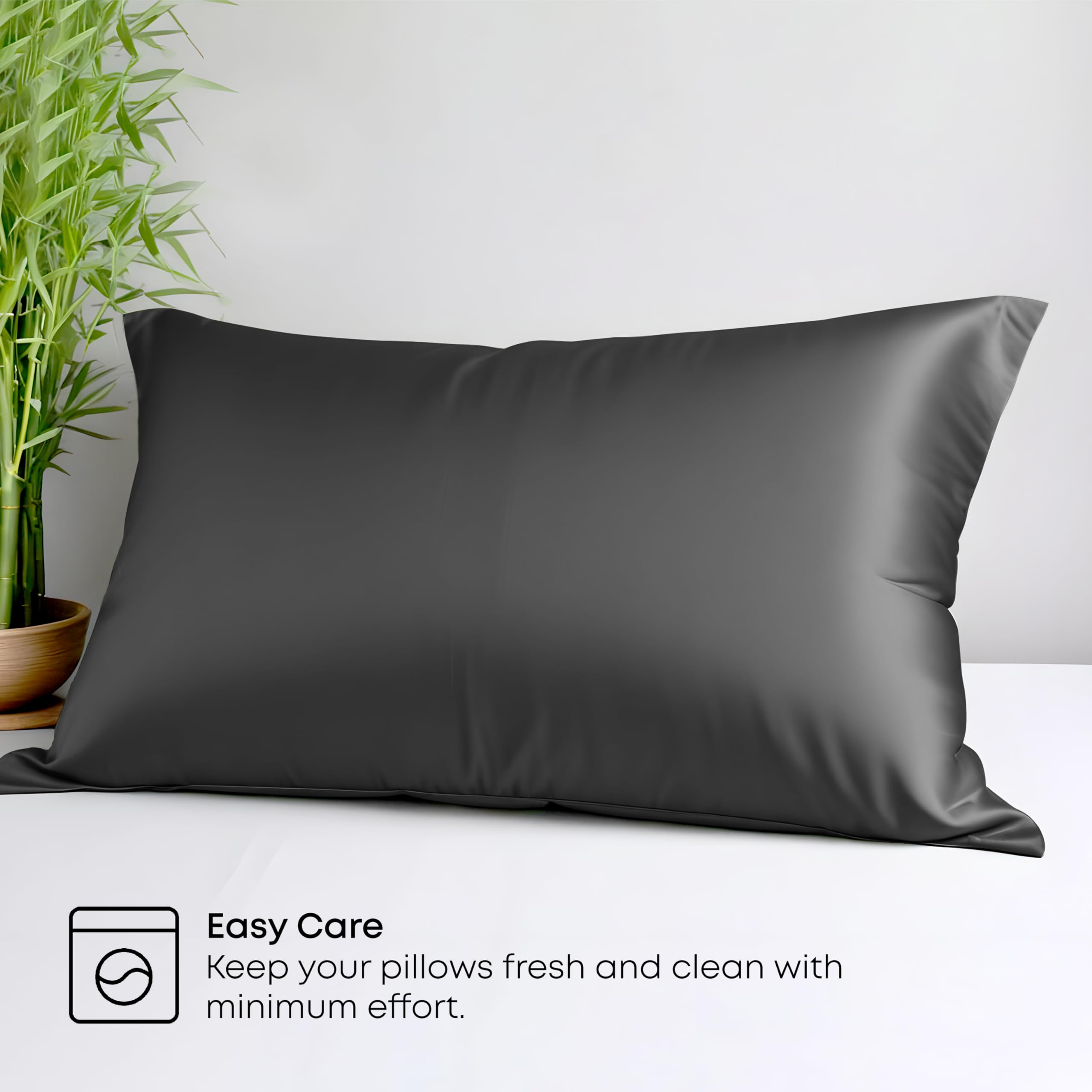 LINENWALAS 100% Organic Bamboo Pillow Cases 2 Pack, Cooling Pillowcases King Size 50x90 cm with Envelope Closure - Image 4