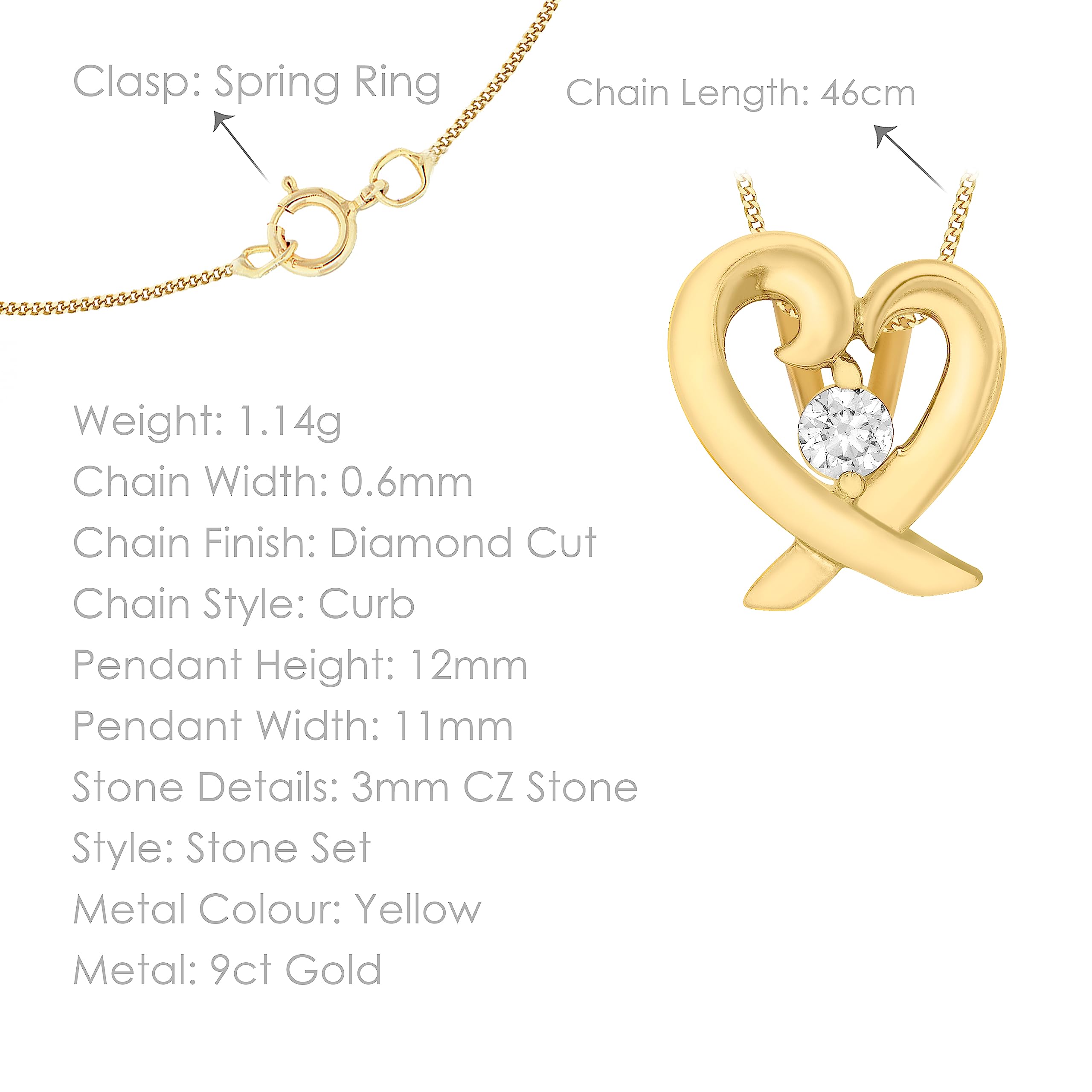Carissima Collar de mujer con oro amarillo de 9 quilates (375/1000), circonita, 46 cm