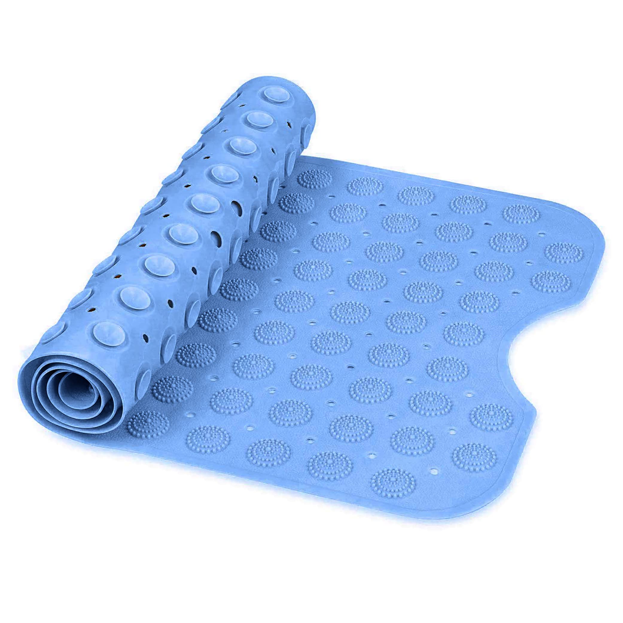NSXEEN Premium PVC Silicone Shower Bath Mat Anti Slip Bathtub Bathroom Met with Suction Cup, Drain Hole & Anti Skid Non-Slippery Rubber Floormat for Toilet Kitchen (Sky Blue Extra Large-101X38 CM)-image-39