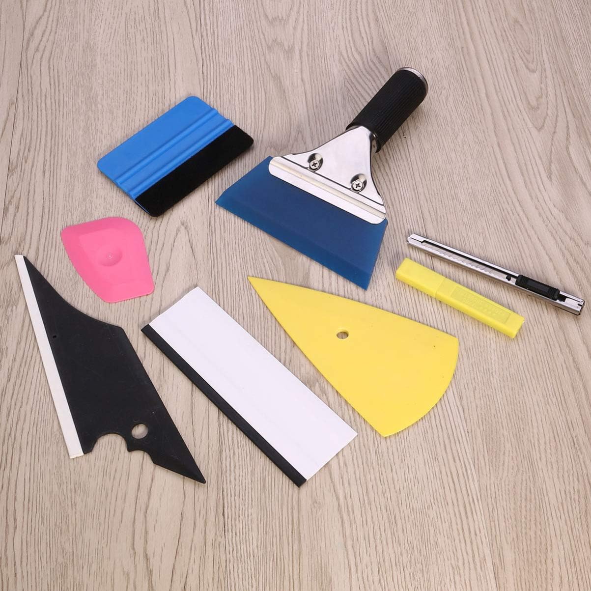 8pcs Window Film Installation Kit Lightweight Squeegees Scrapers Film Cutters for Car Tinting Material for Easy Use and Storage