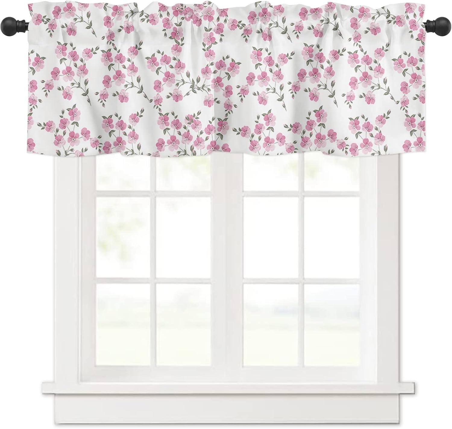 Houseall Valances for Window Pink Cherry Blossoms Flower