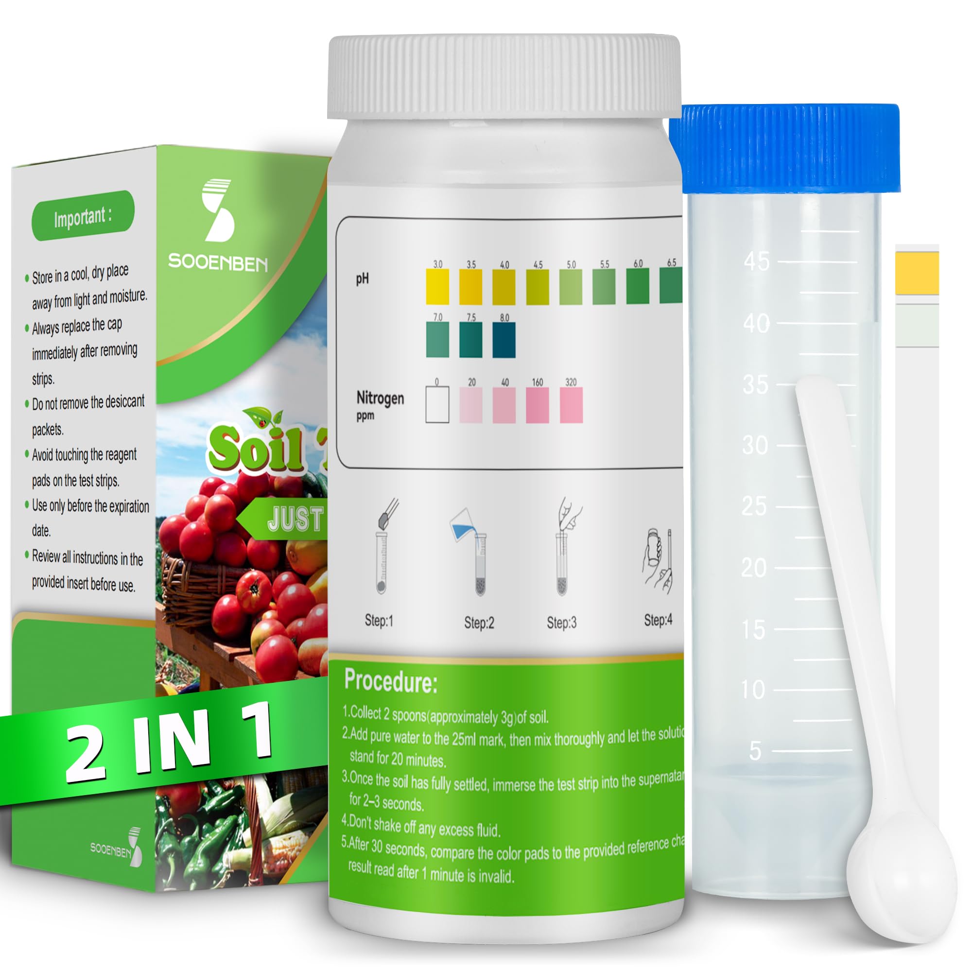 2-in-1 pH & Nitrogen Soil Test Kit for Lawn, Gardening, Grass, Vegetables, Nutrients, Soil Test Kit Soil pH Nitrogen Tester Seals Separately Foil Strips Easy to Use Fast Results-image-10