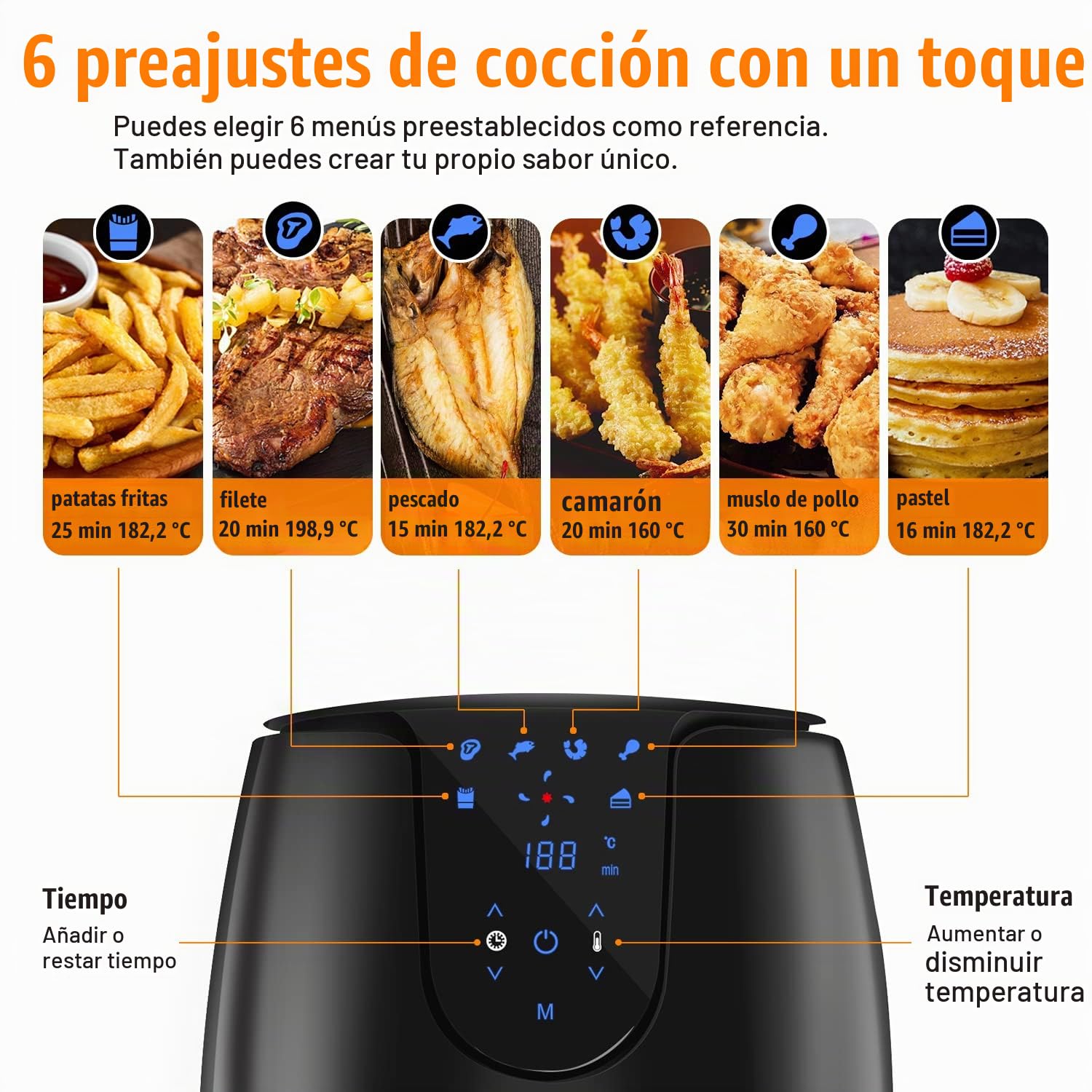 Vpcok Direct Freidora sin Aceite, 3,5L Freidora de Aire Caliente con 6 Programas, Air Fryer con Temperatura y Temporizador Ajustable, Cesta Antiadherente, Libre de BPA