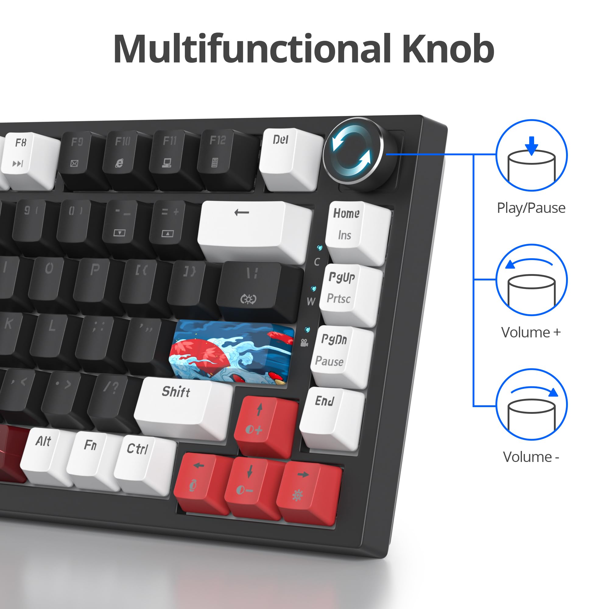 SOLIDEE Teclado mecánico para juegos con cable 75% intercambiable en caliente, teclado retroiluminado RGB con interruptor rojo, teclado mecánico TKL de 82 teclas, teclas PBT NKRO teclado compacto con — view 8
