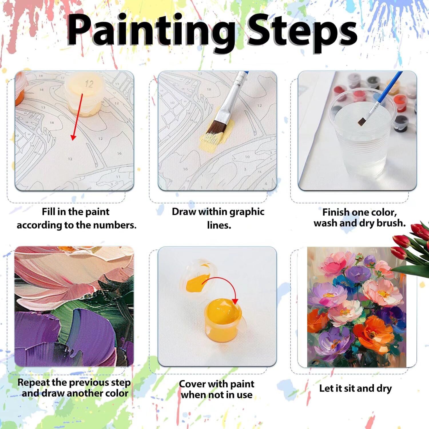 Pintar por Numeros Adultos pintar por numeros niños manualidades niños 10 años, DIY Pintar por Números de Pincel y Pintura acrílica Decoraciones para el Hogar Manualidades, sin Marco 60x80cm C-74