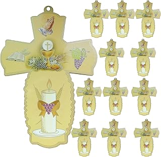 WE First Communion Wall Cross Favor 12PCS - Cruz de Madera Recuerdo de Primera Comunion
