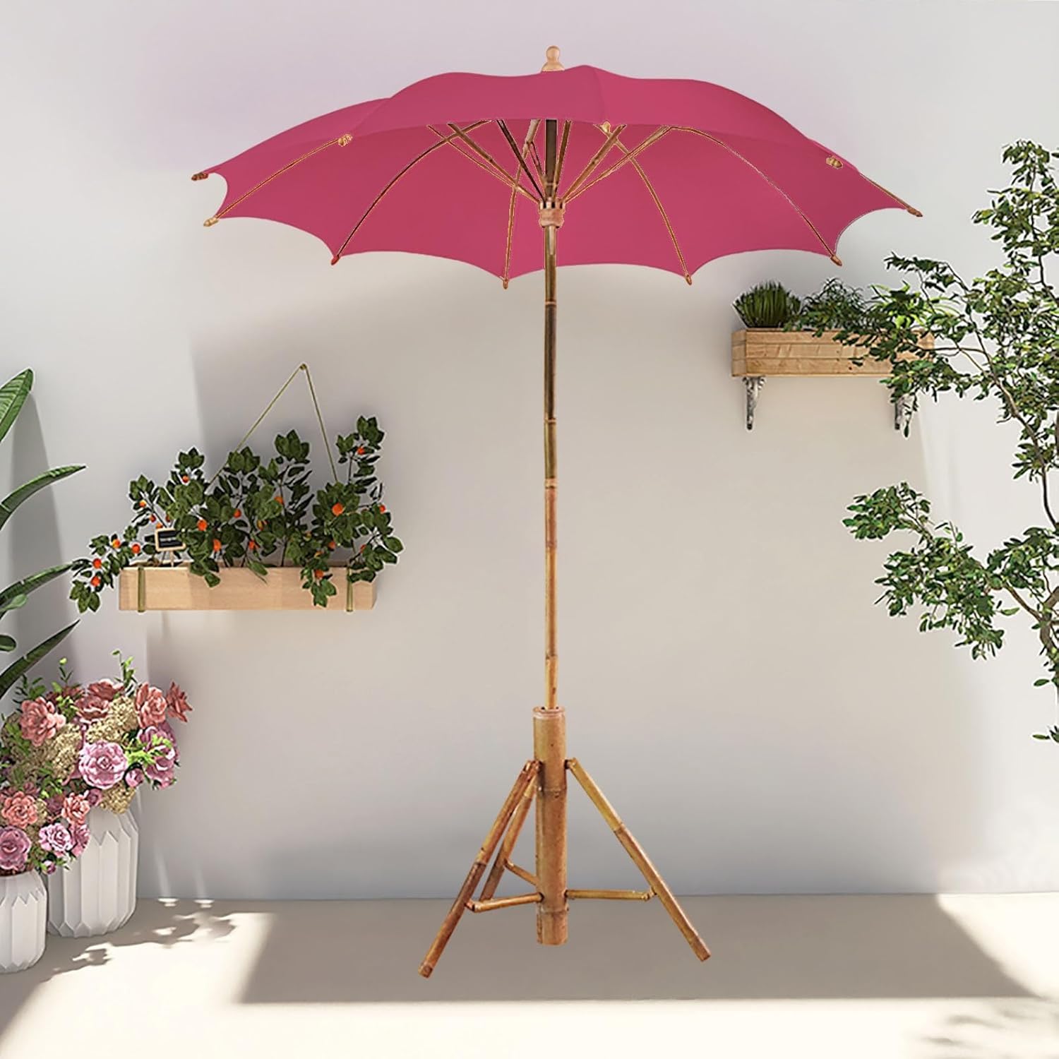 ELZEM 6.6ft Patio Umbrellas With Base Included Beach Umbrella Uv Protection Large Patio Umbrella 10 Ribs Patio Table Umbrella Portable Umbrella For Patio With Carry Bag For Garden Lawn Backyard Patio