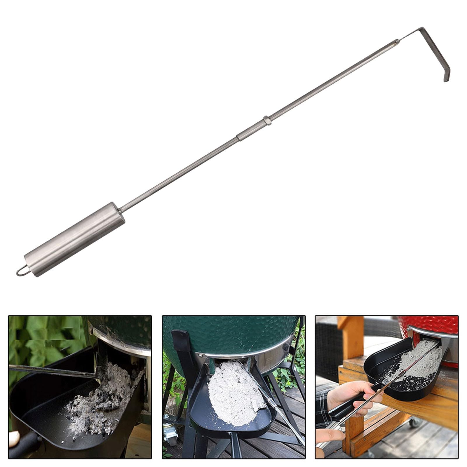EasyByMall Râteau à cendres de barbecue en acier inoxydable pour Kamado Joe, barbecue à charbon et poêle à bois, 45,7 cm pour enlever efficacement les cendres