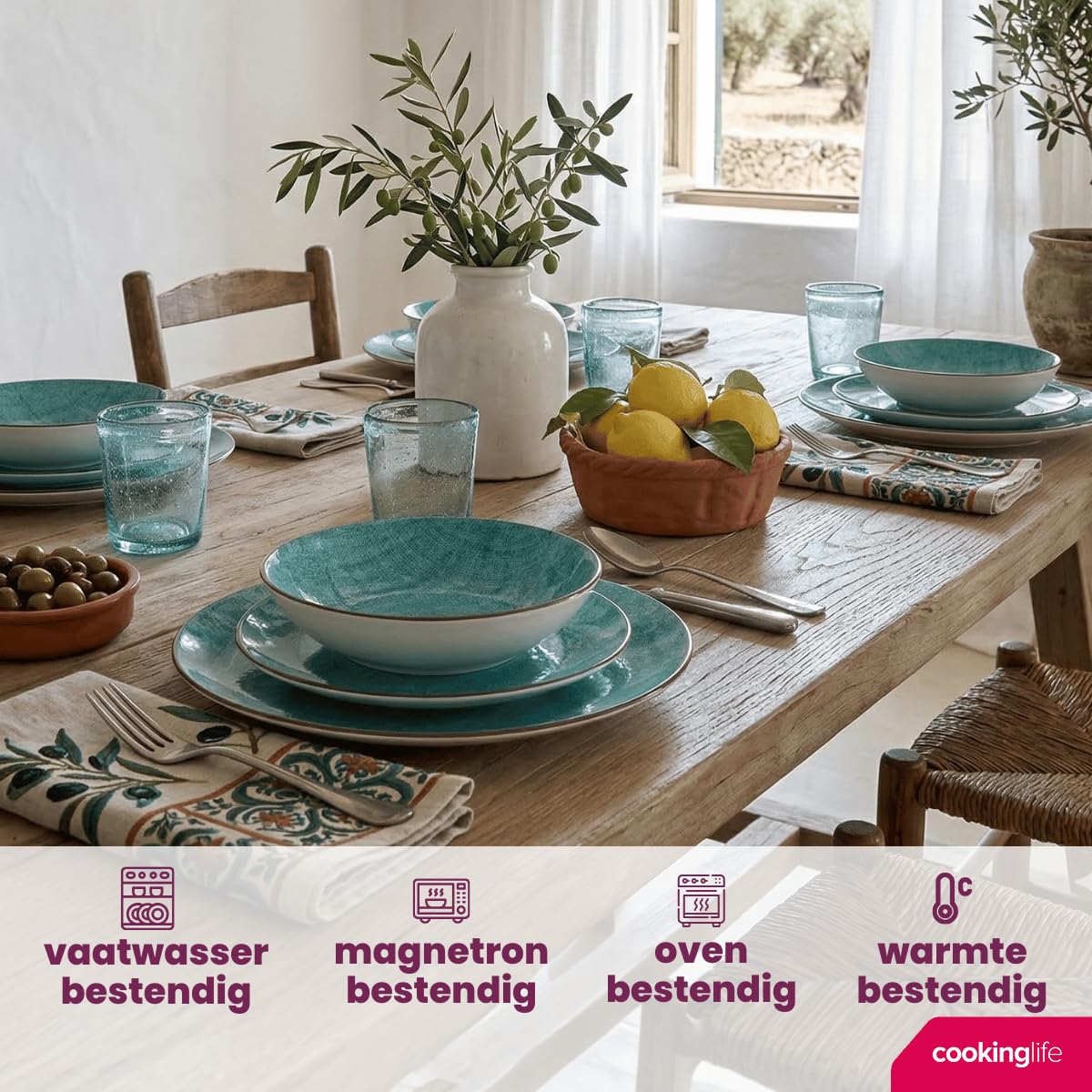 Cookinglife Zestaw zastawy stołowej porcelana Bali 24-częściowy / 8-osobowy