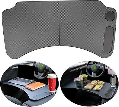 for Tesla Model 3 Y Auto Steering Wheel Desk Car Table Tray with Cup Holder, ?for Laptop, Tablet, iPad Or Notebook Travel Table, Food Eating Hook Multicolor size