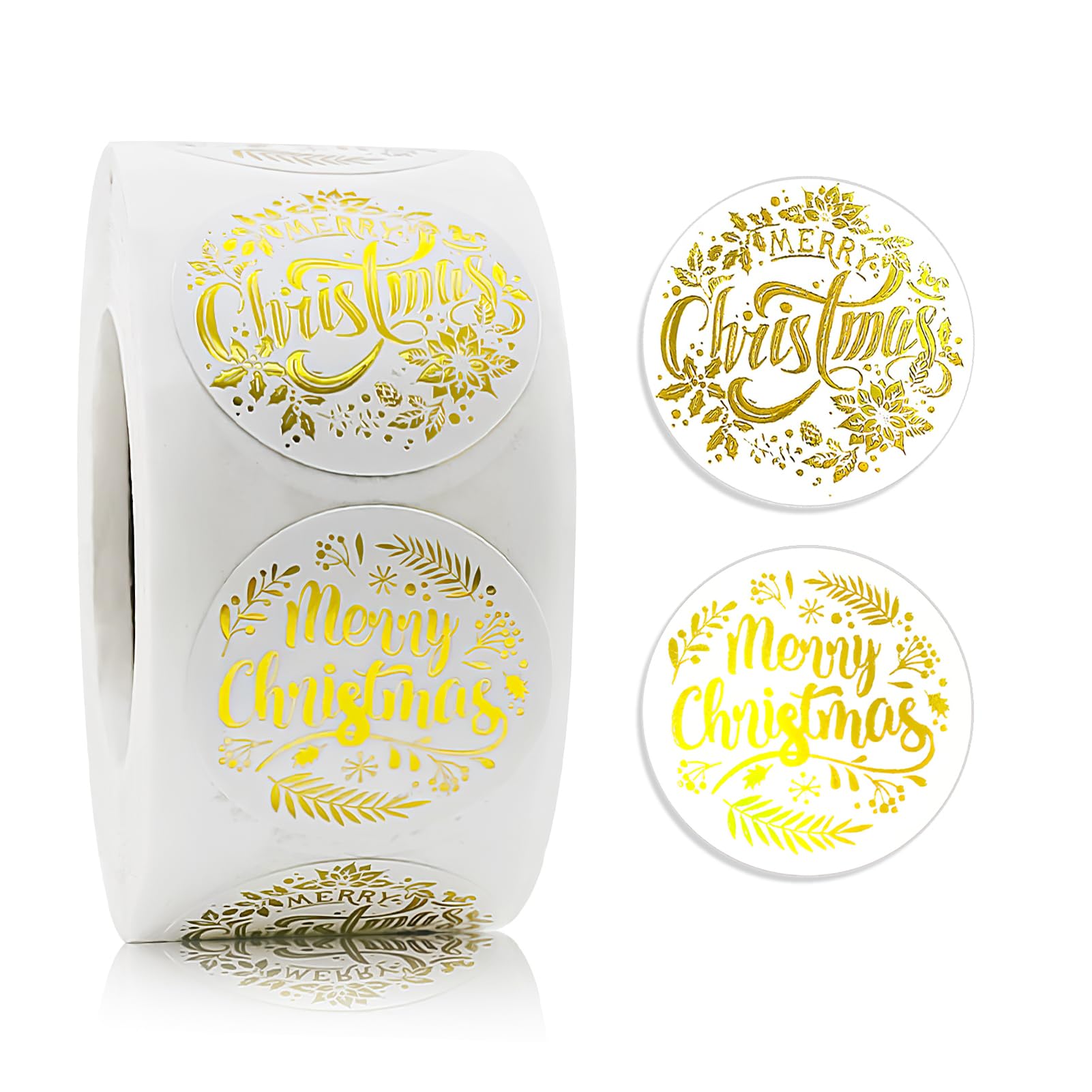 Merry Christmas Stickers Gold, 500 PCS Happy Christmas Round Self Adhesive Stickers Presents Cards Tag Happy Xmas Seals Label Scrapbooking Gift Craft Box Sticker Kids 1inch/2.5cm