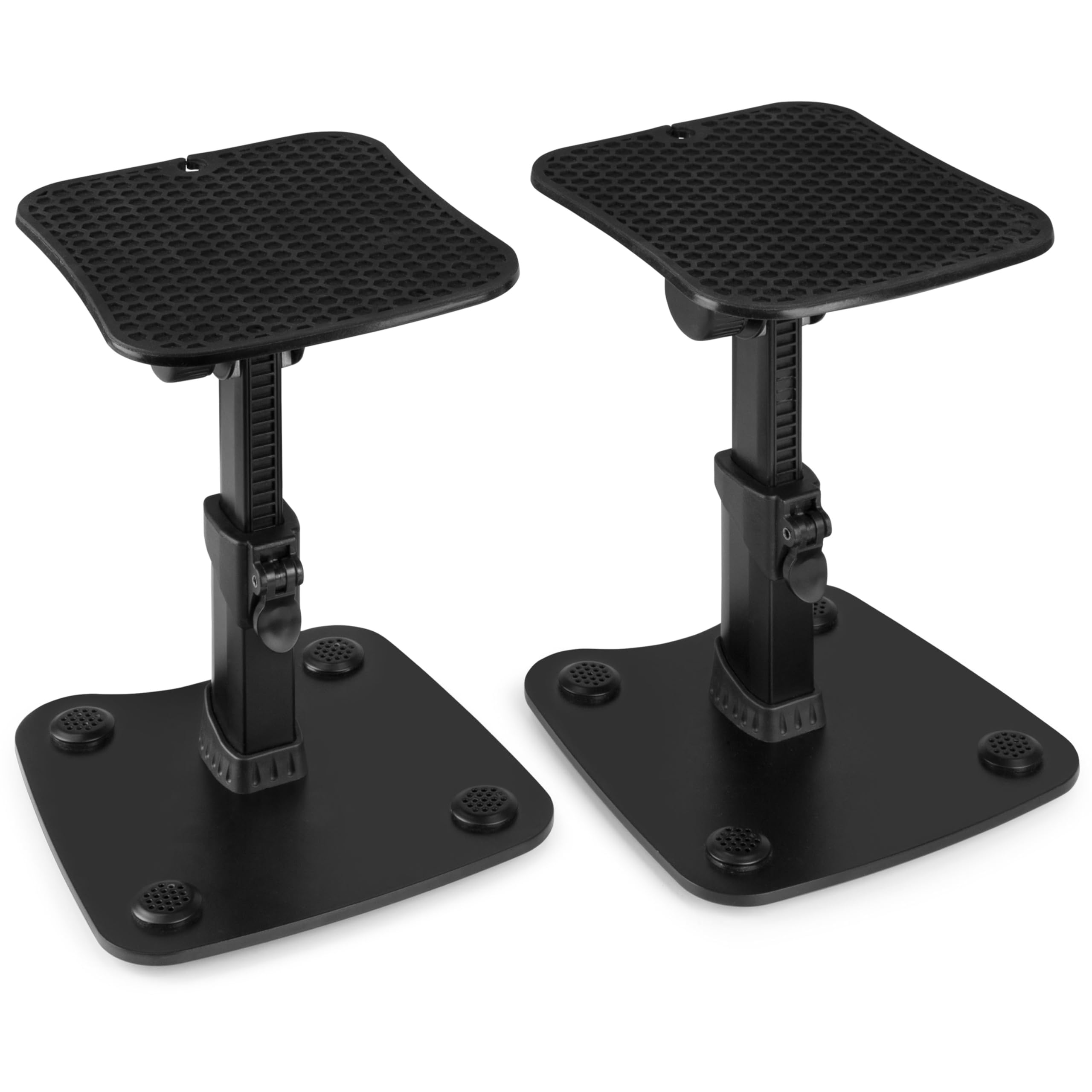 Vonyx SMS30 - Soporte de altavoz universal ajustable en altura de 23 cm a 29,5 cm, soporte estable para altavoces o monitores de estudio de hasta 15 kg e inclinación de +/- 10° para un sonido óptimo