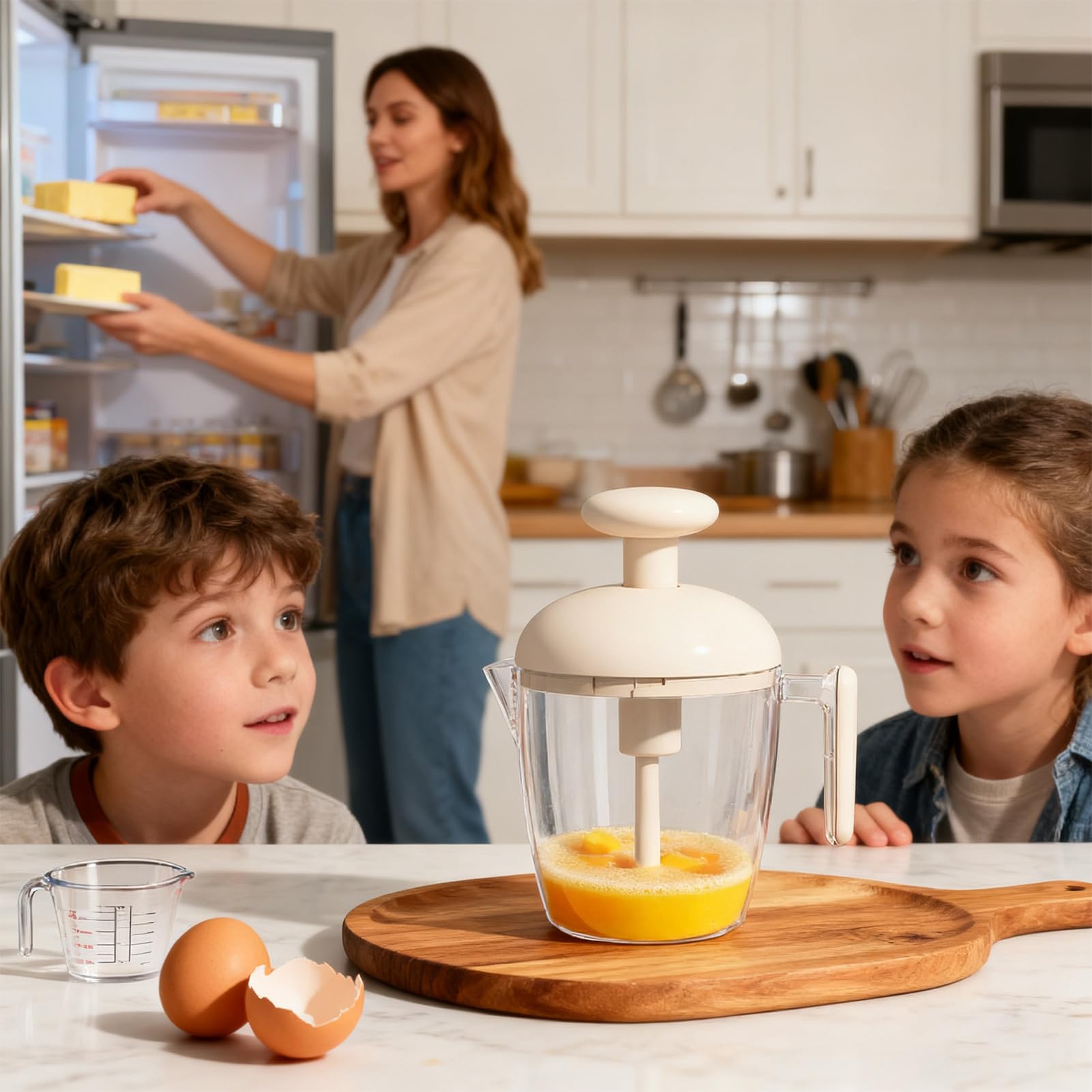 Tazza Mescolauova | Ad Azione Manuale Frullatore per Uova,550ml Preparazione Alimenti Frullatore, Utensile da Cucina per Bevande Crema Pastella Frullati Burro,Attrezzatura da Cucina Antigoccia