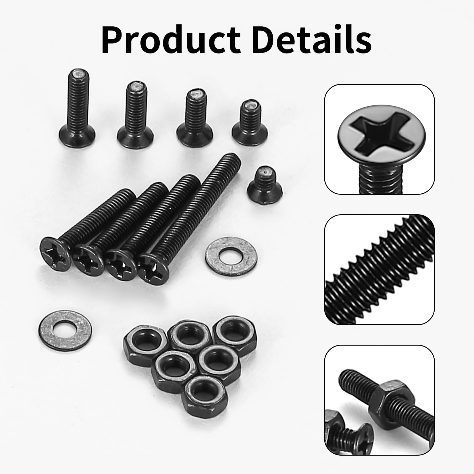 Set 1110 Pezzi Viti M3 Con Dadi E Rondelle - Testa Svasata A Croce In Acciaio Carbonio - Foto 7