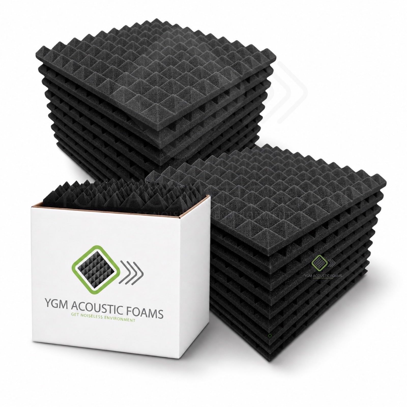 YGM Acoustic Foams® Pyramid Acoustic Panels 1 Foot × 1 Foot × 1 inch Thick | 50 Density Acoustical Sound Proof Foam for Room & Studio | Echo Reduction & Noise Absorption (Charcoal Black, Set of 144)-picture-11