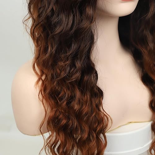 Miniatura 193 de Fencca Peluca rubia larga y ondulada para mujer, pelucas sintéticas resistentes al calor, para uso diario en fiestas Rubio degradado,Rubio