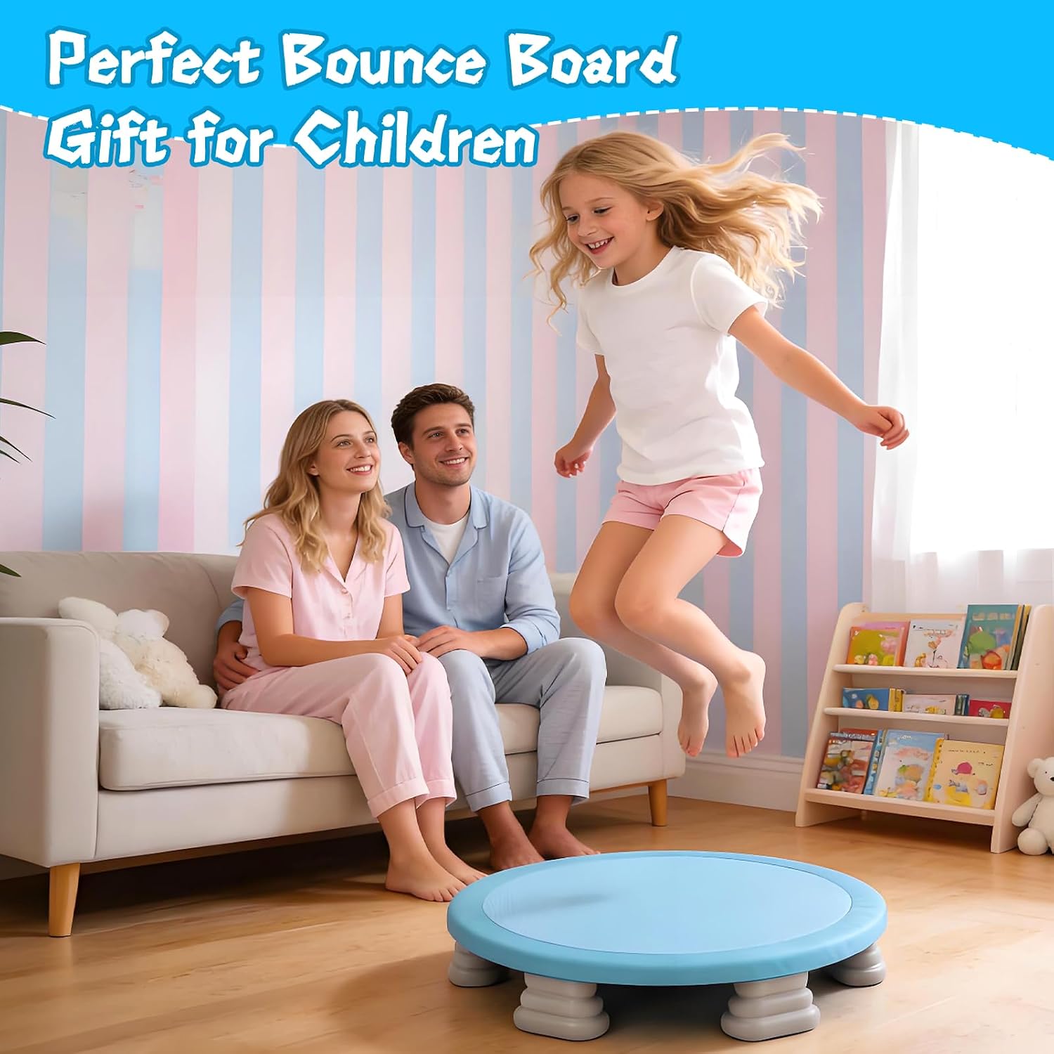 Bounce Board for Kids, 25" Springless Toddler Mini Trampoline Indoor & Outdoor, Safe EVA Foam Bouncy Board for Sensory Play, Balance & Motor Skills - No Assembly Required, Outdoor Play Equipment