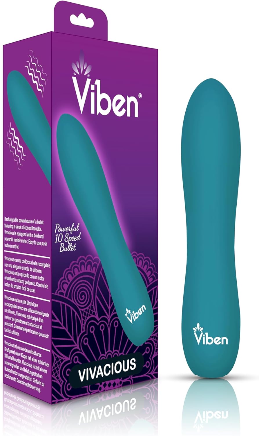 Viben Vivacious Bullet Vibrator | 10 Function Power Bullet | Premium Silicone Rumble Motor | USB Rechargeable Waterproof Adult Toys | Ocean