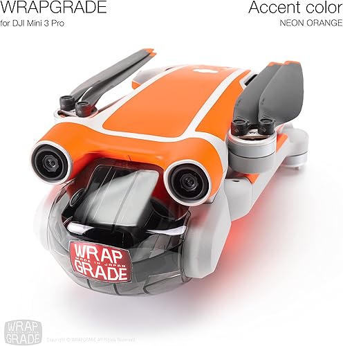 Miniatura 5 de WRAPGRADE Adhesivos para la piel compatibles con DJI Mini 3 Pro  Color de acento (naranja neón)