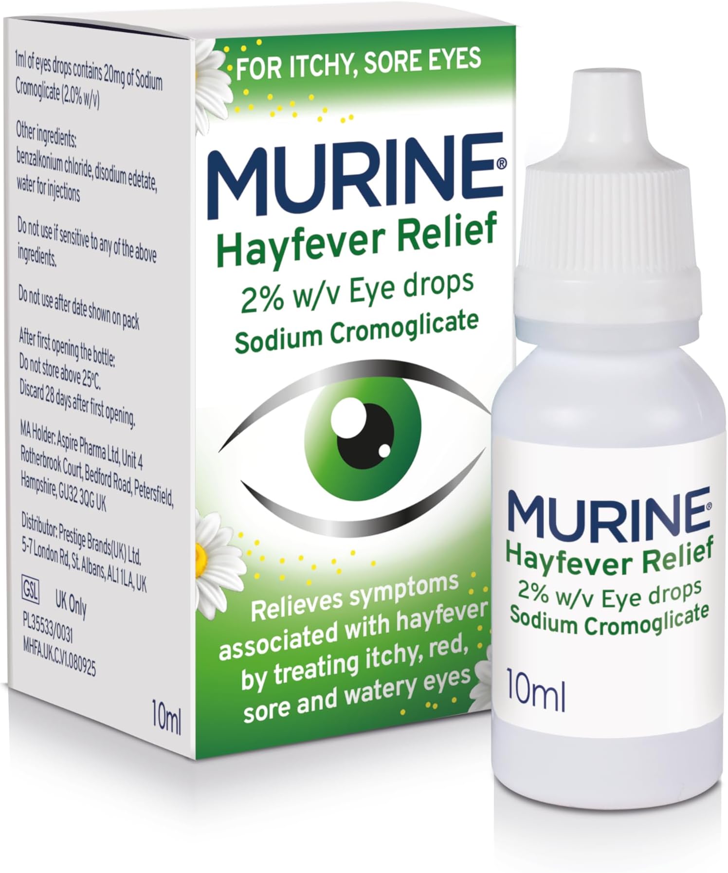 Murine Hayfever Relief 2% w/v Eye Drops, Hayfever Treatment for Itchy, Red, Sore and Watery Eyes, Anti-Allergy Eye Drops, 10ml