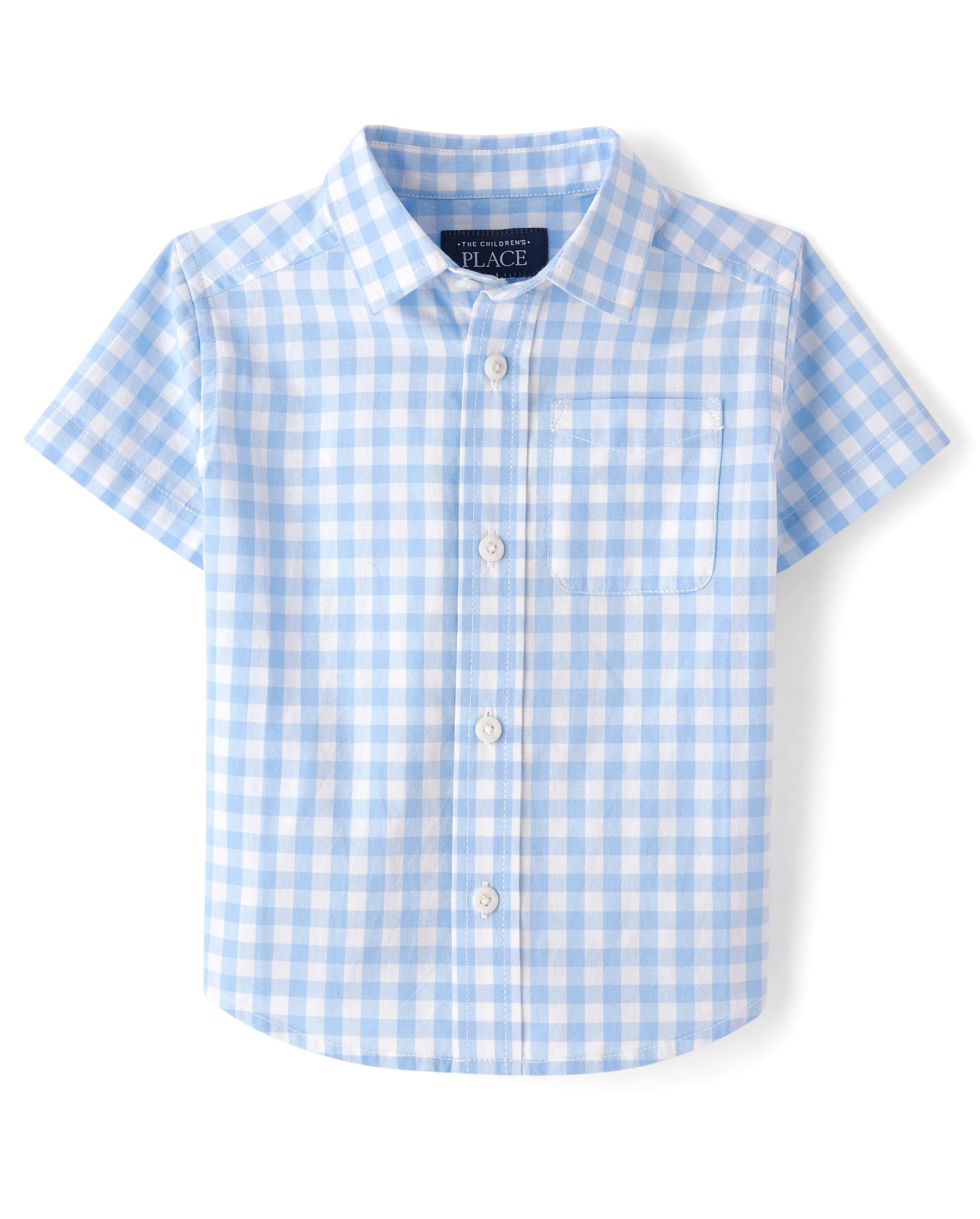 The Childrens Place Baby Boys and Toddler Poplin Short Sleeve Button Down Shirt
