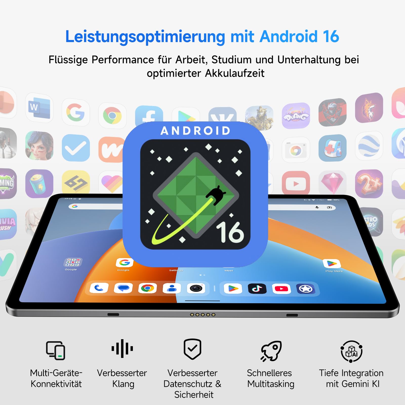 ALLDOCUBE 13'' Android 16 Tablet Mit Tastatur Und Schutzhülle, PC-Modus | Tablet Set, Unisoc T7300, 1600×2560, 16GB+128GB, 10000mAh, 4G LTE, GPS, 4 Lautsprecher, Gesichtserkennung
