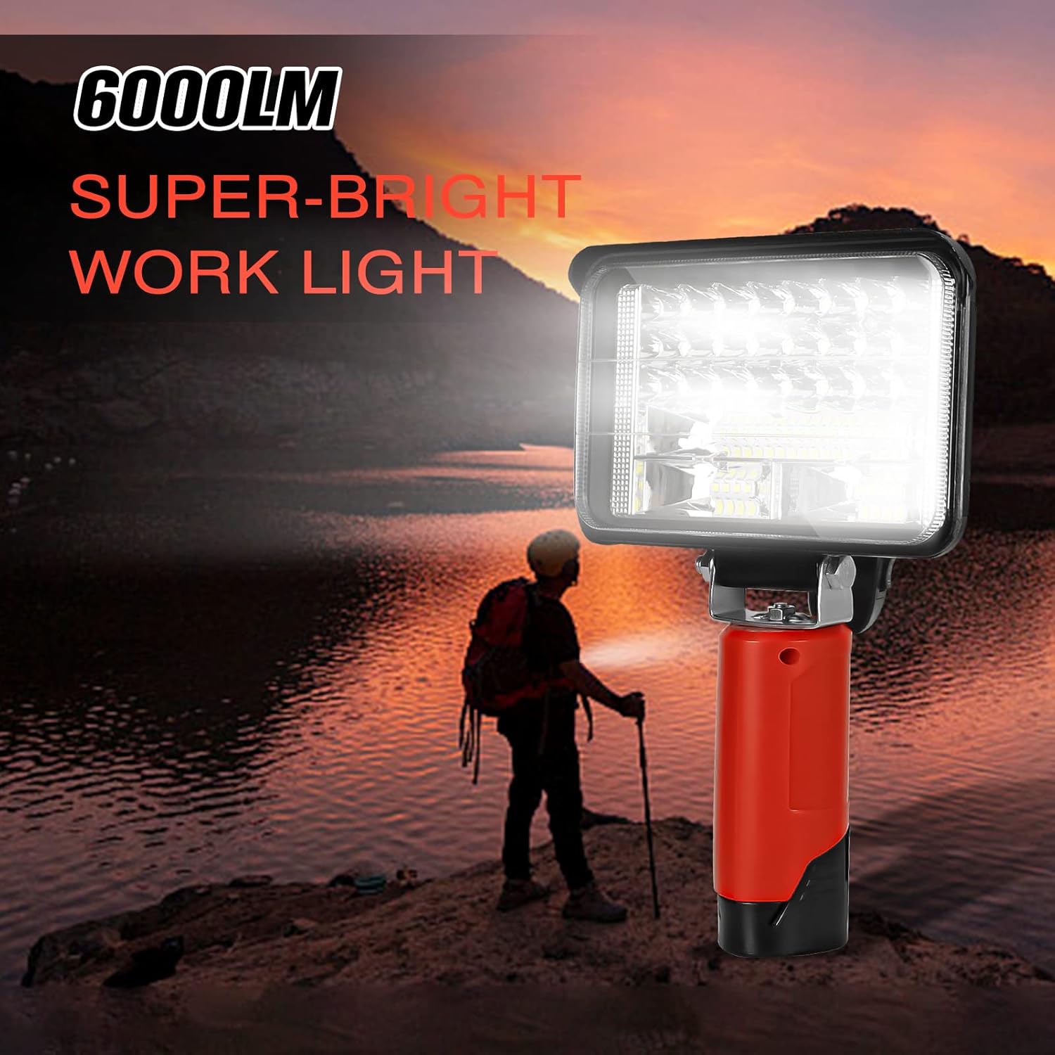 Cordless LED Light for Milwaukee 10.8V-12V Li-ion Battery, 27w 7200LM LED Work Lights with Pivoting Head, Flood Lights with Low Voltage Protection, JobSite Light for Camping, Car Repairing