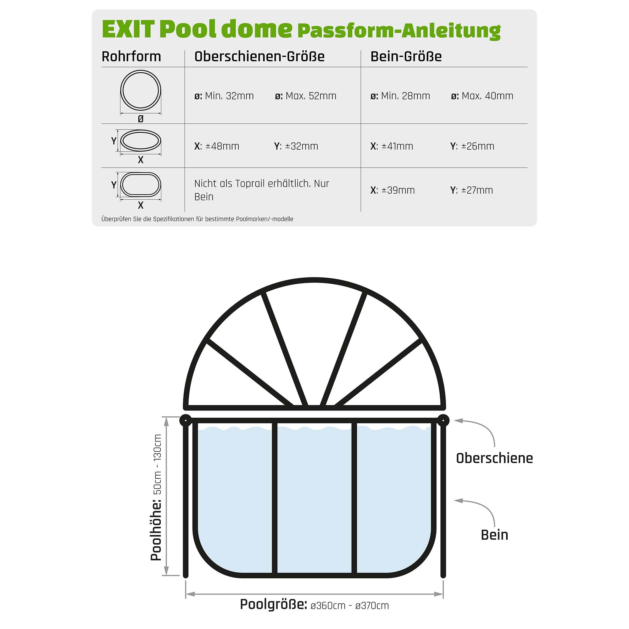 EXIT Toys Poolabdeckung Rund ø 366 cm Universell für Intex/Bestway Pools – Hält Wasser Warm und Sauber – Poolüberdachung mit Verbindungsset für Viele Marken – Transparent