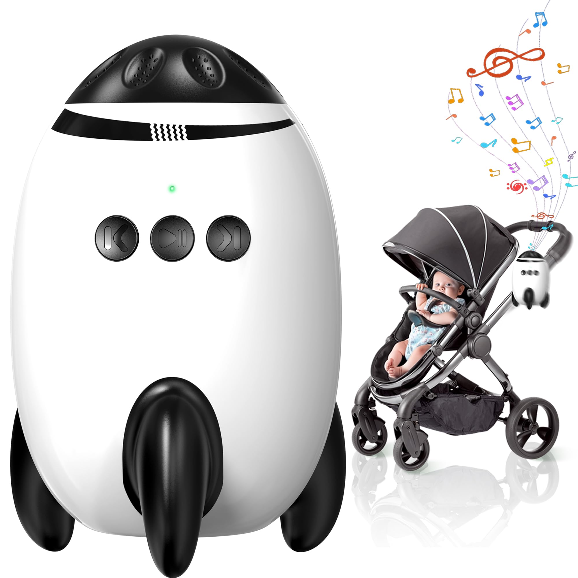 QNHMPW Baby Rocker, Baby Vibrating Soother Gently Rocks Any Stroller or Pram, White Noise Sound Machine Baby with 11 Sounds, Adjustable Speed, Baby Sleep Aid Newborn Essentials Must Haves Gifts