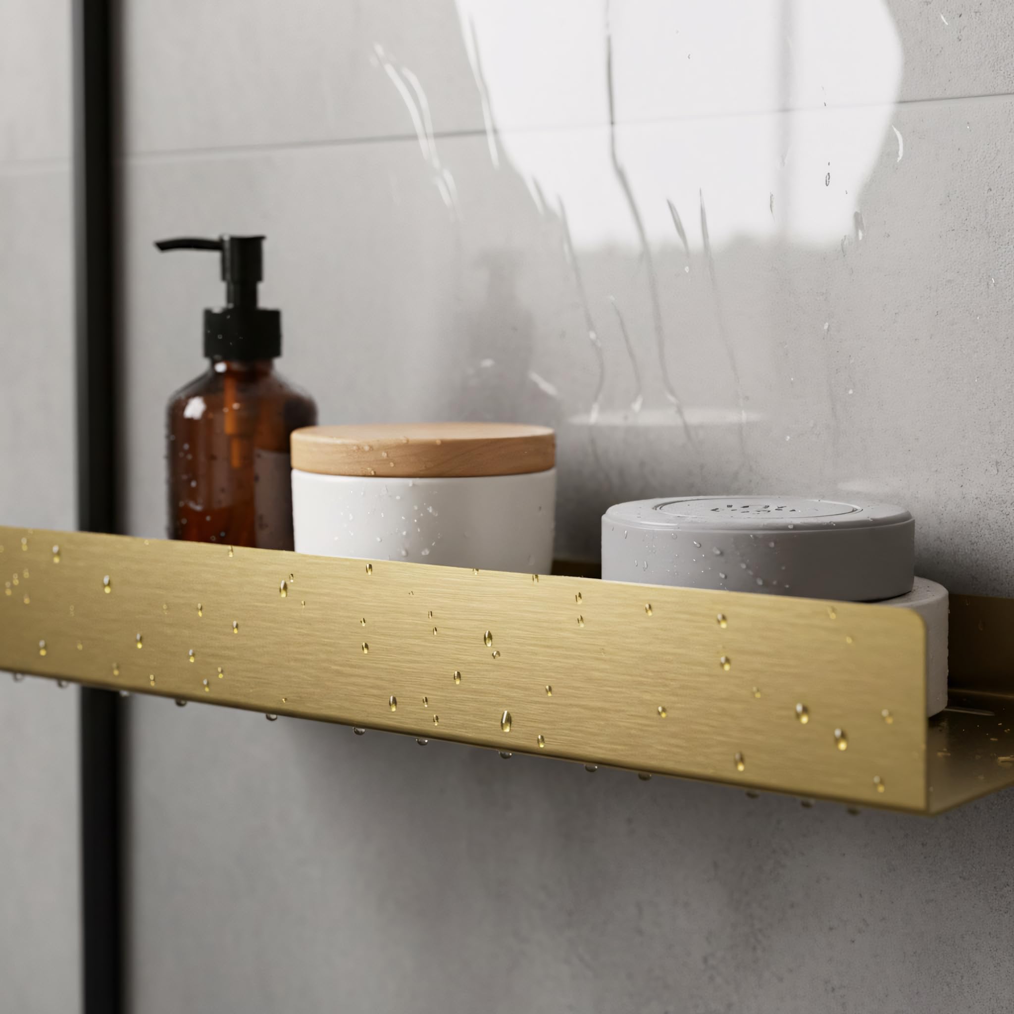 Rea Estante de baño Sf04-600-Bg Brushed Gold, Práctico y Elegante, para organizar Tus Esenciales de Aseo - 60X9X5CM