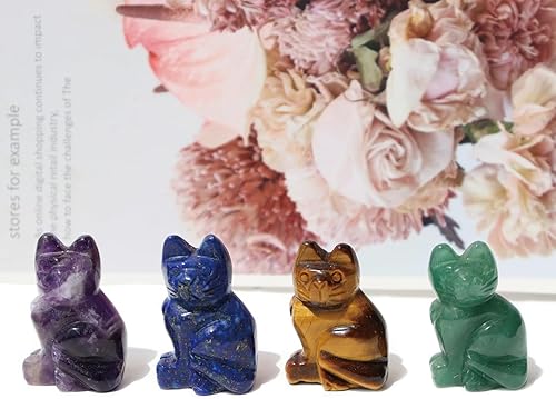 Miniatura 5 de Figuras de gato de amatista, 1 unidad, cristal curativo, regalos para amantes de los gatos, para mujeres, piedras preciosas y estatuas de gato,