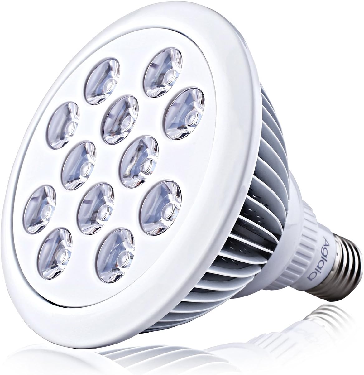 Aglaia E27 LED Grow Light in 12W, 12 LEDs in Scientific 3 Bands (660nm and 630nm Red and 460nm Blue), Efficient Plant Growing Lights for Hydroponic Garden Greenhouses