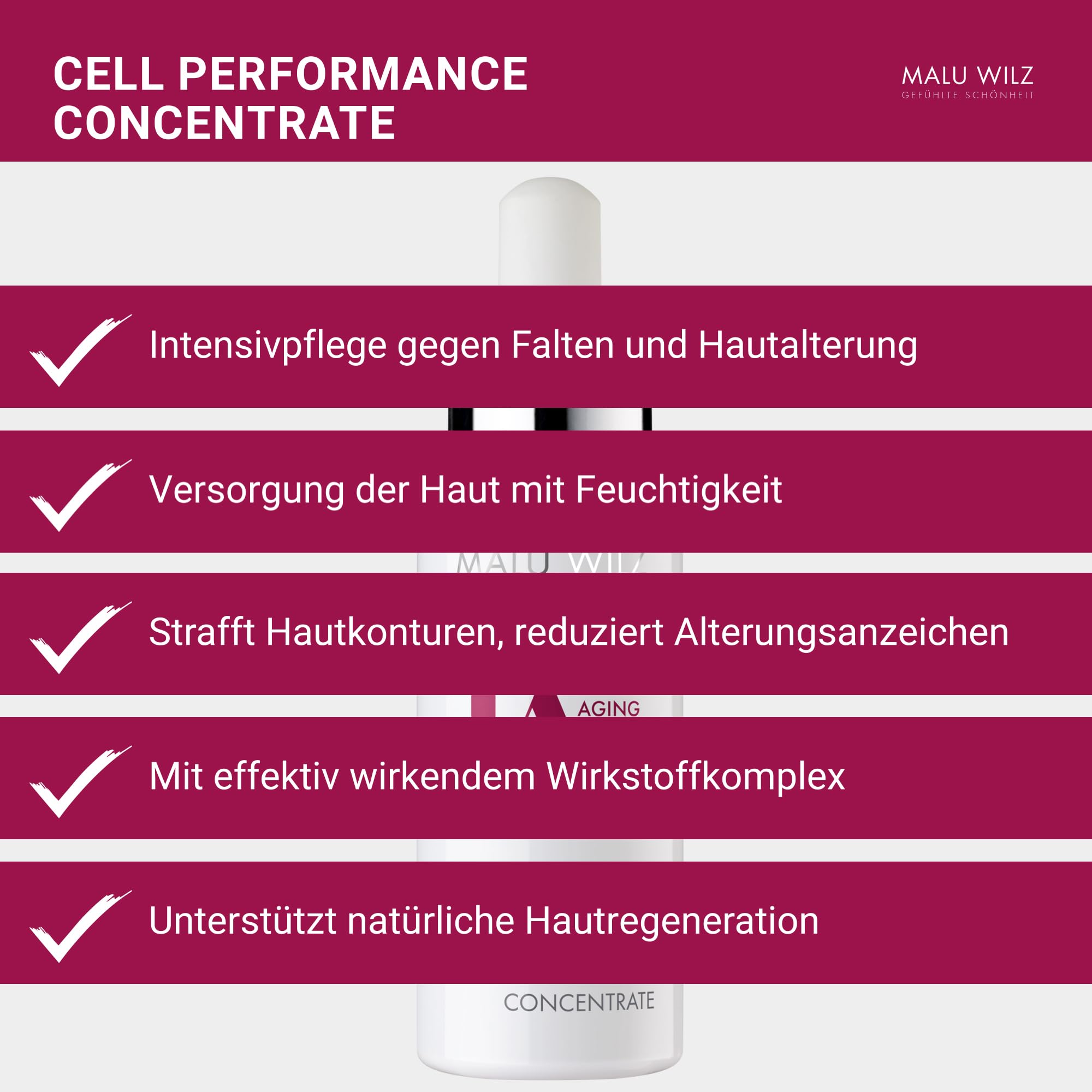 Malu Wilz Premium Aging Cell Performance Concentrate 30ml I Anti Aging Gel Konzentrat I Gründliche Gesichtspflege für die natürliche Hautregeneration