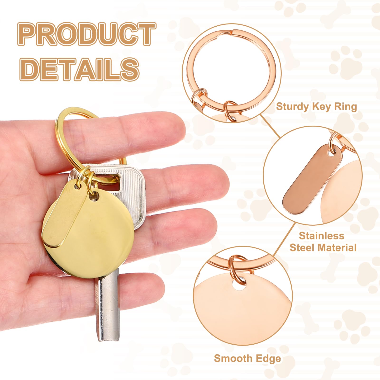 PATIKIL Llavero grabado de acero inoxidable en blanco, etiquetas de metal grabables con láser con etiqueta para colgar