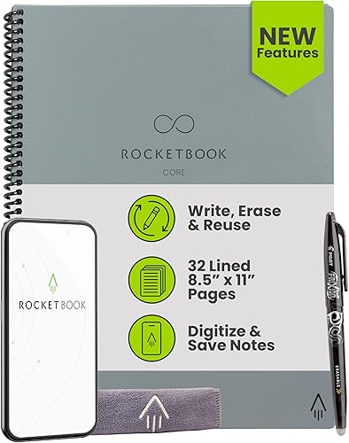 Miniatura 14 de Rocketbook Core - Cuaderno inteligente reutilizable, páginas rayadas para la escuela, el trabajo y proyectos creativos, tamaño carta de 8.5 x 11,