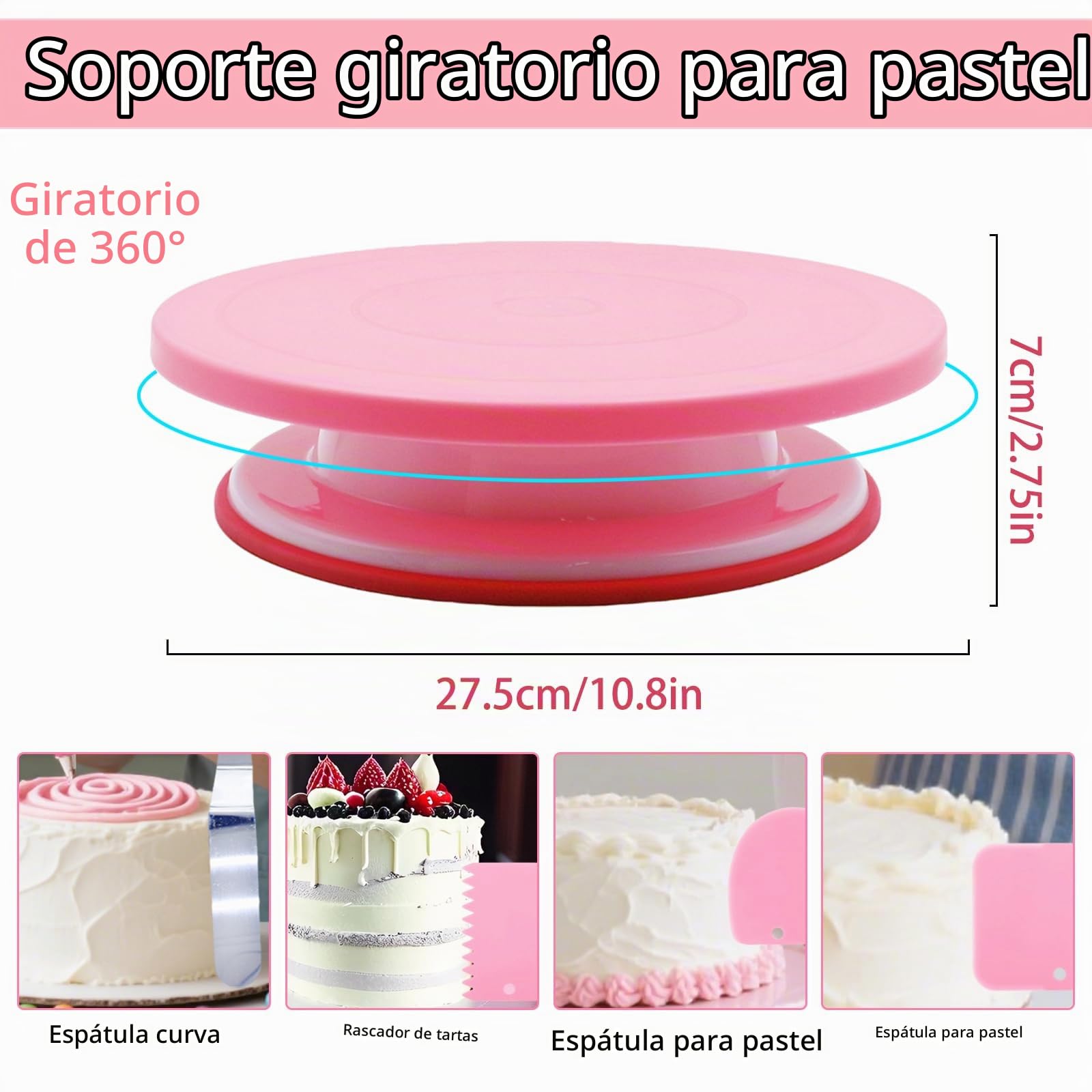Plato Giratorio para Tartas, Boquillas Manga Pastelera, Manga Pastelera, Base Giratoria Tartas, Reposteria y Pasteleria, Reposteria Utensilios, Kit Reposteria